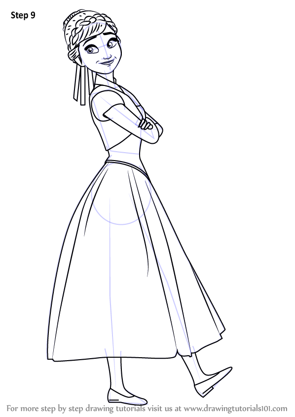 598x844 Learn How To Draw Anna From Frozen Fever (Frozen Fever) Step By