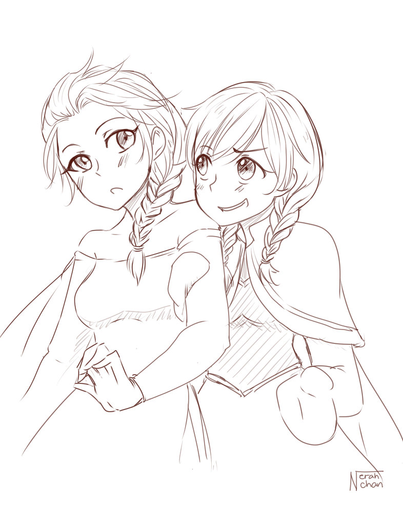 786x1017 Sketch Elsa And Anna By Nerah Chan