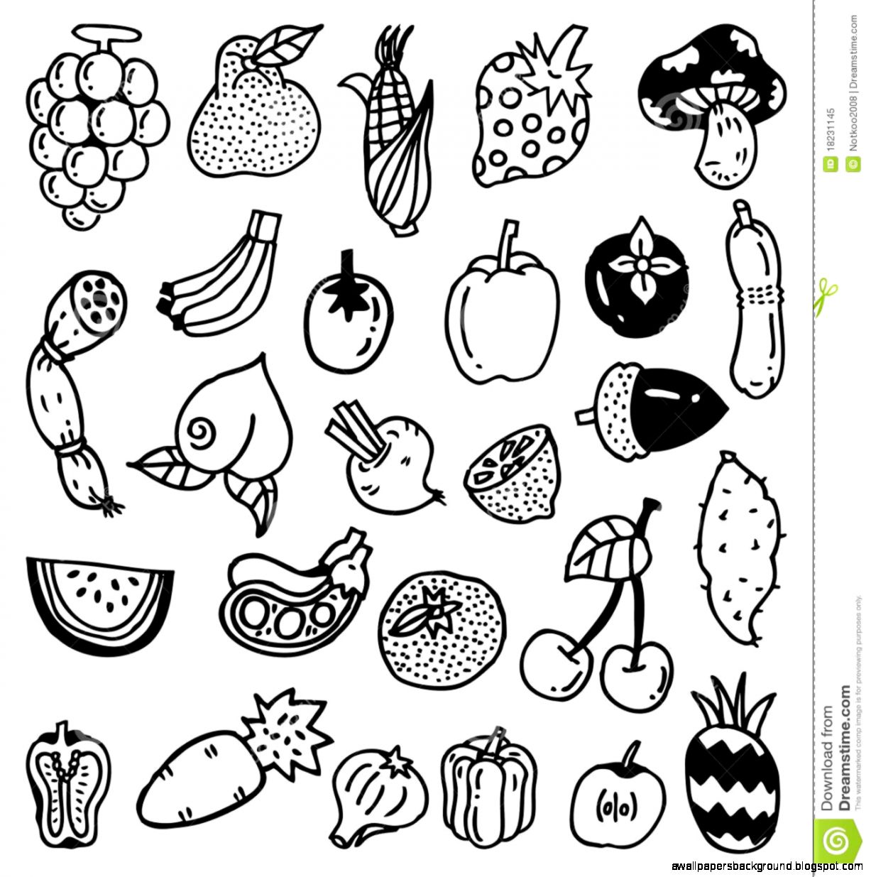 1227x1235 Fruits And Vegetables Drawing Wallpapers Background