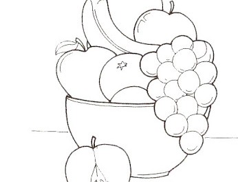 346x264 Fruit Basket For Kids Coloring Page Free Download