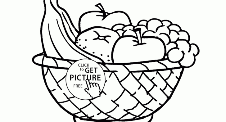 728x393 A Basket Of Fruits Drawing Coloring Fruit Basket Drawing