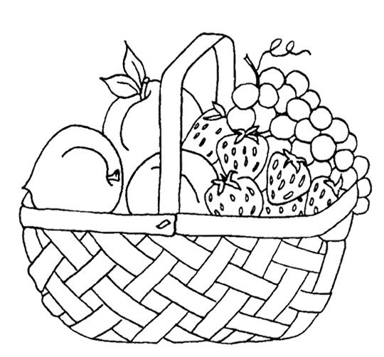 540x502 Strawberry And Other Fruit In The Basket Coloring Page Kids