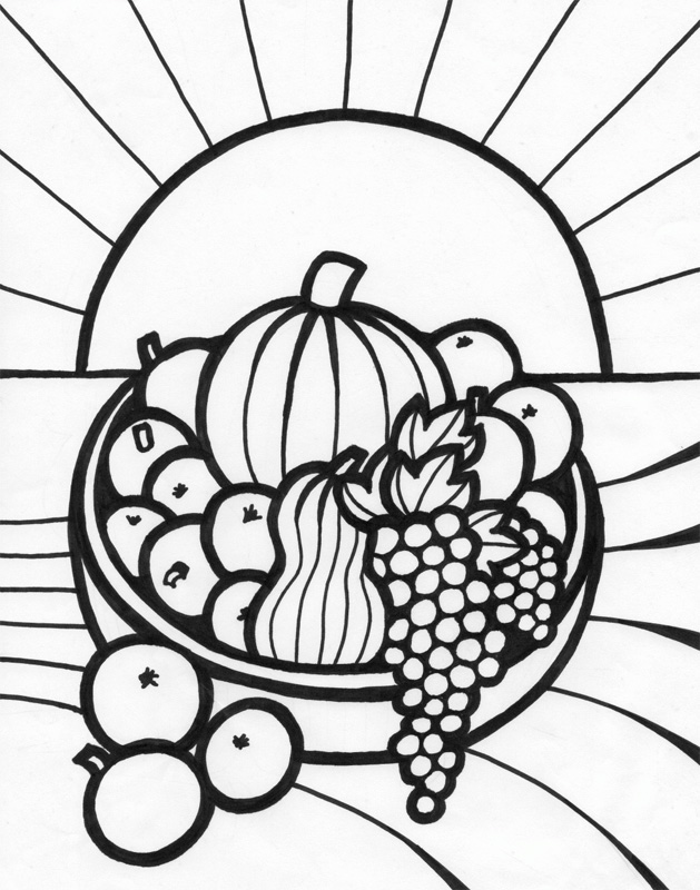 629x800 Fruit Basket Coloring Page 454817