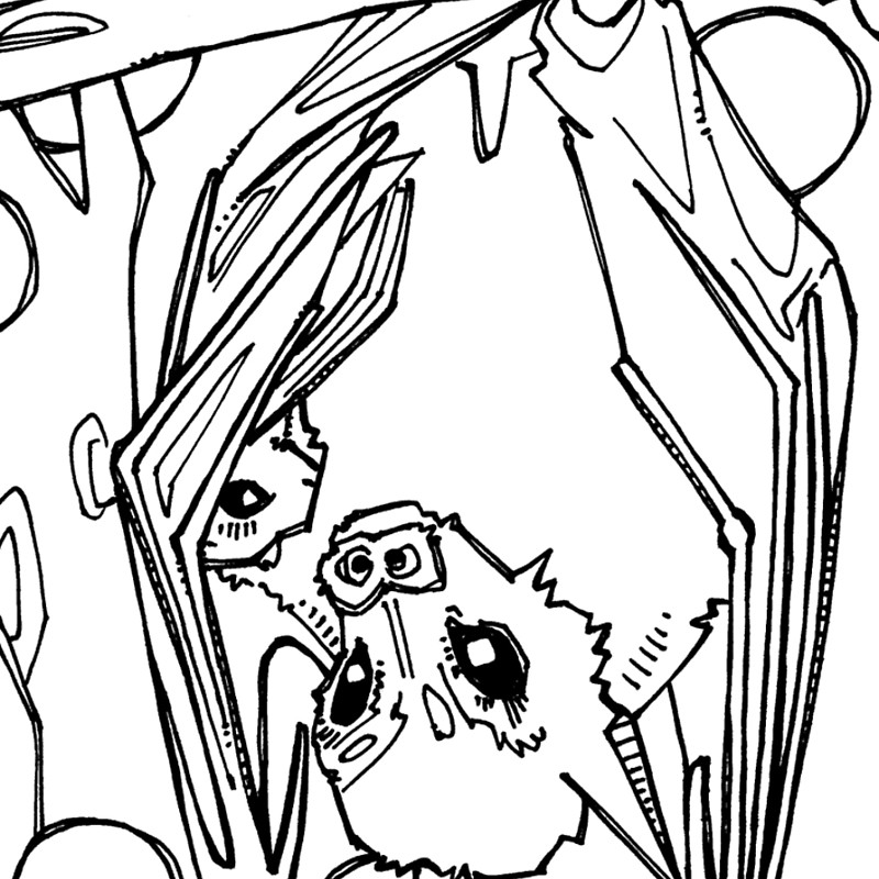 800x800 Dayak Fruit Bat, Coloring Book Page Spiral Notebooks By Gwenn