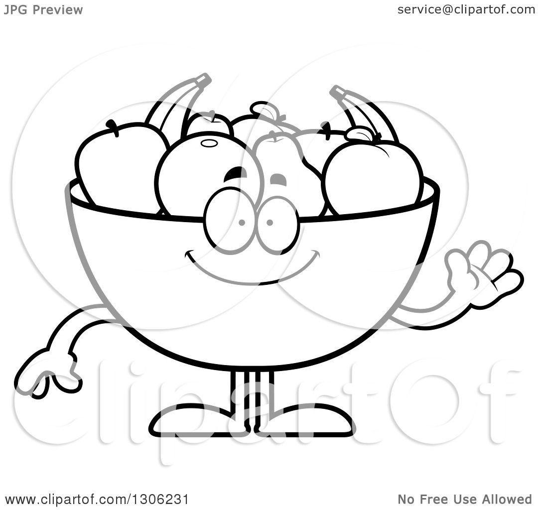 1080x1024 Lineart Clipart Of A Cartoon Black And White Happy Friendly Fruit