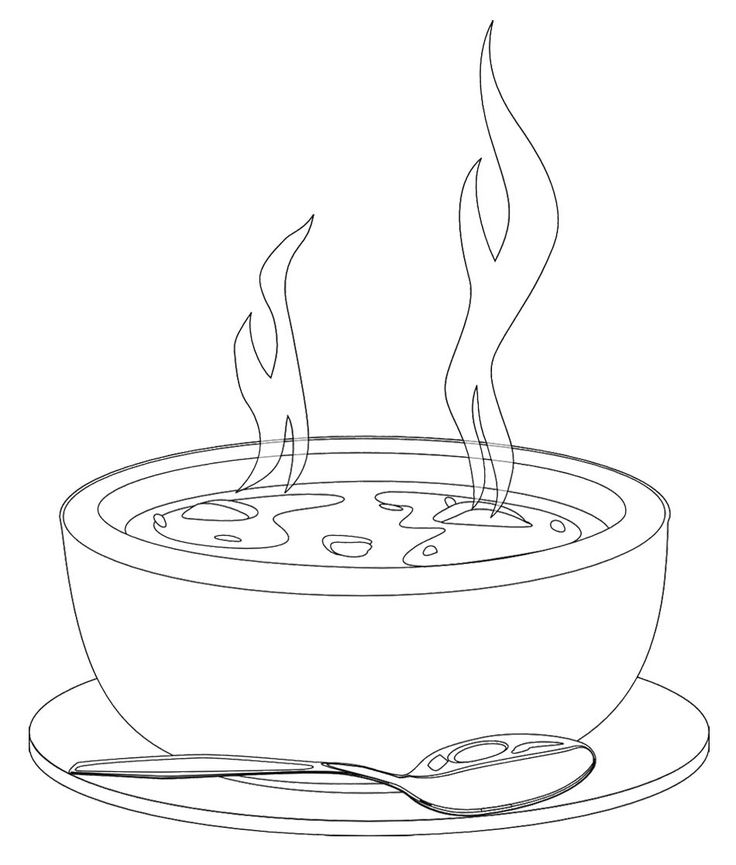 736x865 Bowl Of Soup Drawing