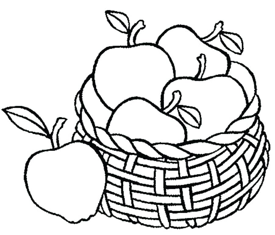 902x770 Fruit Basket Coloring Pages A Basket Of Fruits Drawing Coloring