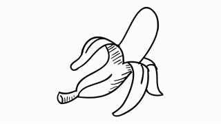 320x180 Banana Fruit Food Line Drawing Illustration Animation Transparent