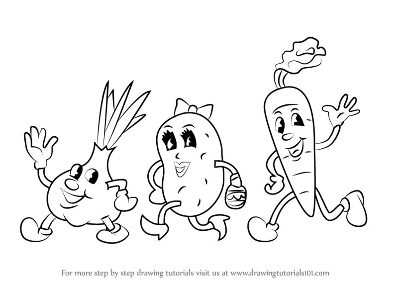 800x567 Cartoon Vegetables Drawings Cartoon Fruit Drawings