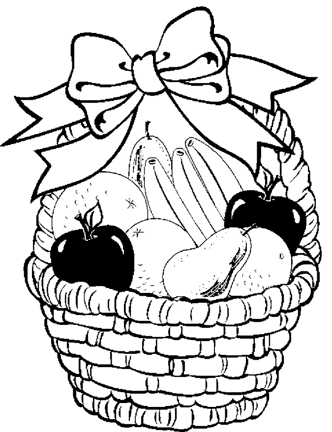 675x879 Fruit Basket Coloring Page Free Download