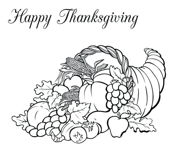 600x514 Fruit Basket Coloring Pages A Full Packed Horn Of Plenty