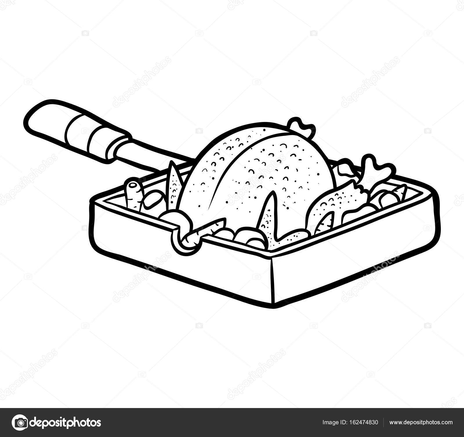 1600x1508 Coloring Book, Roasted Chicken In A Frying Pan Stock Vector