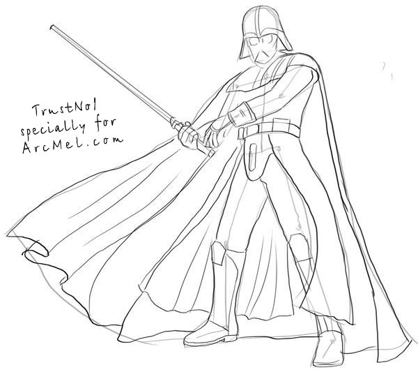 600x533 How To Draw Darth Vader Step By Step