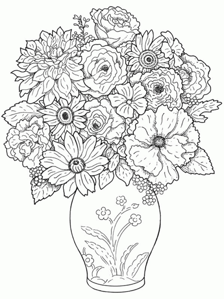 768x1024 Vase Flower Drawing Beautiful Flower Vase With Flowers Drawing