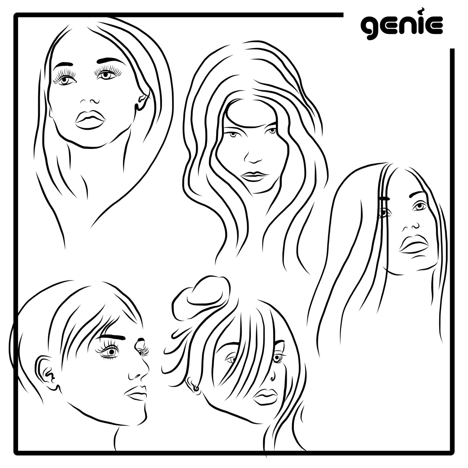 1500x1500 Fashion Women Model Faces Vector Graphic Illustration Hand Drawn