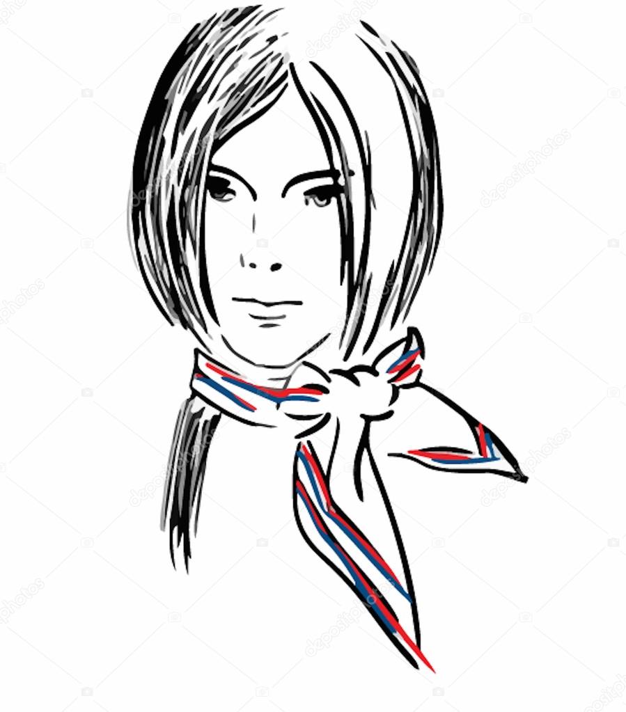 899x1023 Hand Drawn Model Woman Vector Icon Illustration Stock Vector