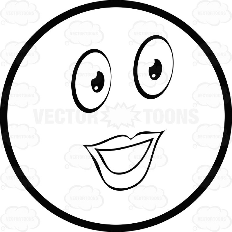 800x800 Large Eyed Black And White Female Smiley Face Emoticon Lady