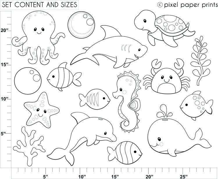 750x618 Ocean Animals Coloring Pages Full Size Of Coloring Drawing Ocean