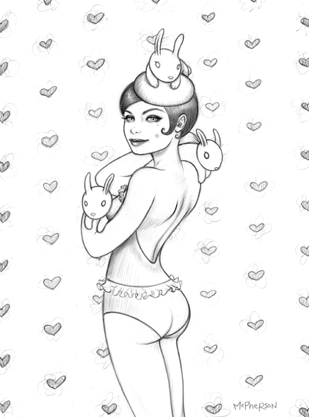 444x600 Tara Mcpherson Art Drawings Drawings Bunny Girl Drawing