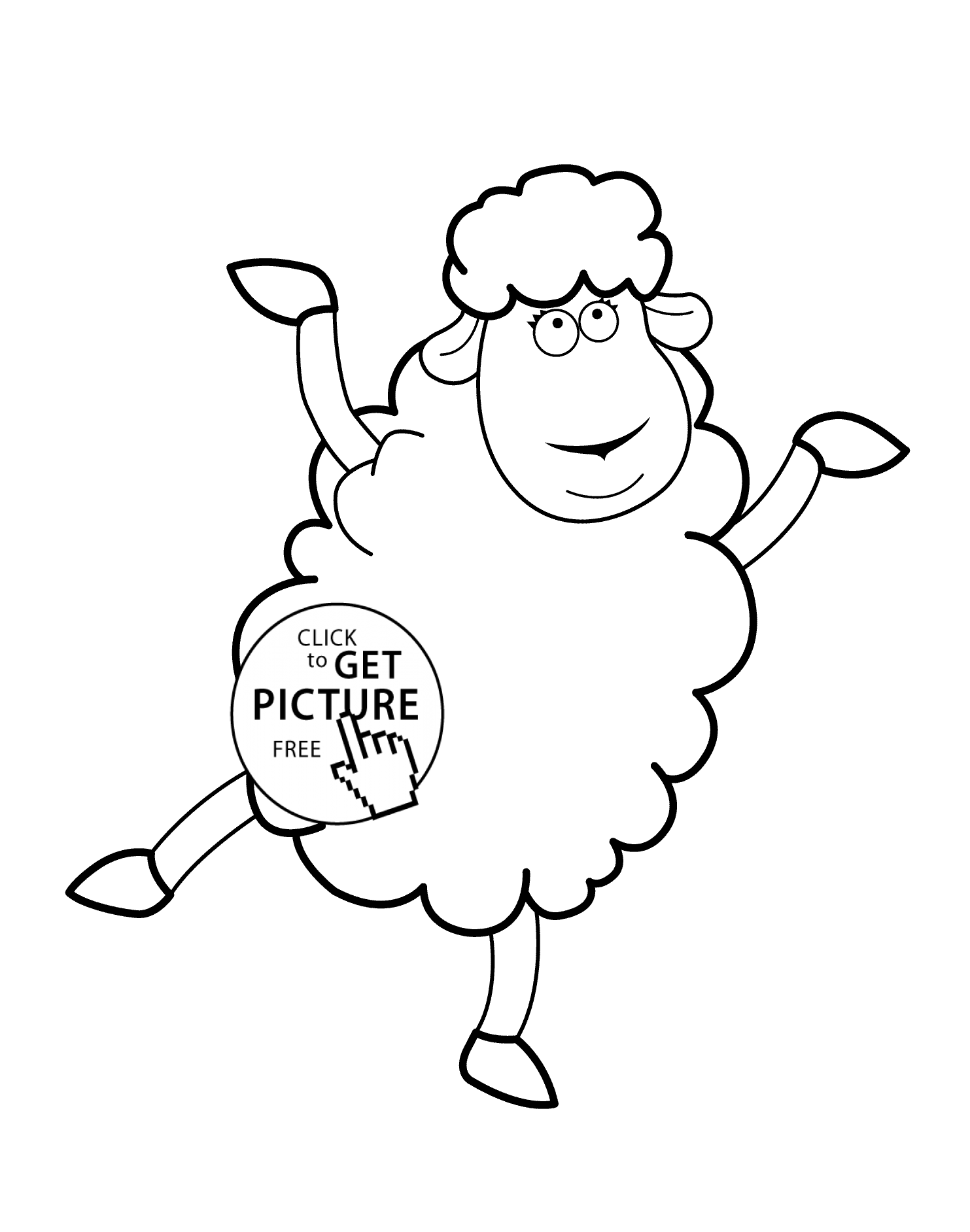 1483x1884 Funny Sheep Cartoon Animals Coloring Pages For Kids, Printable