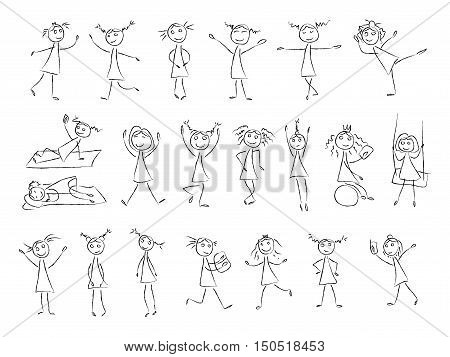 450x357 Sketch Drawing Little Girls Vector Amp Photo Bigstock