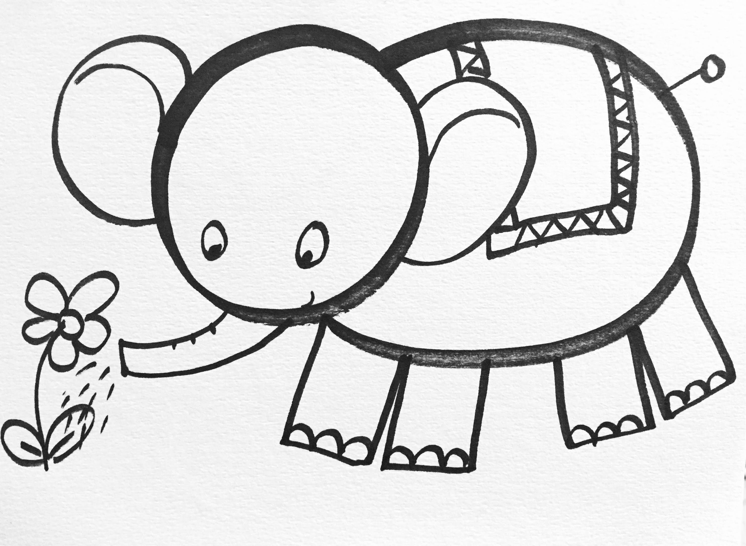 3000x2197 Tutorial] How To Draw Little Elephant For Kids
