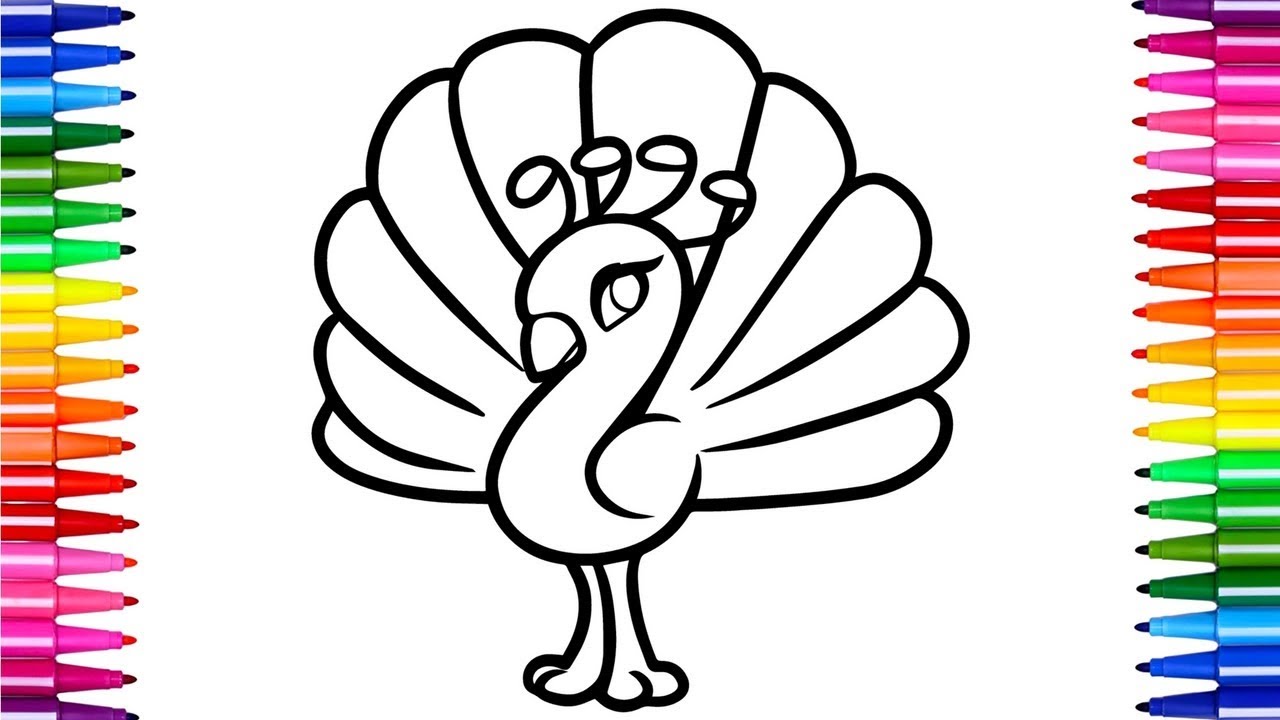 1280x720 Coloring Pages Kids Peafowl Creative Coloring Books