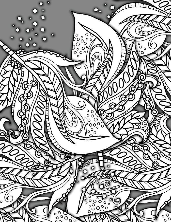 695x900 Fancy Funky Art Feathers Drawing By Maria Padgett