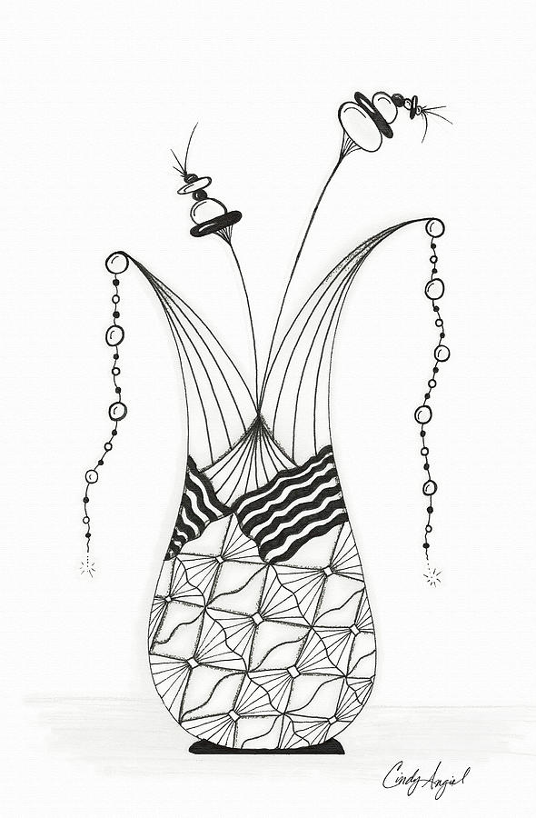 590x900 Funky Vase Drawing By Cindy Angiel