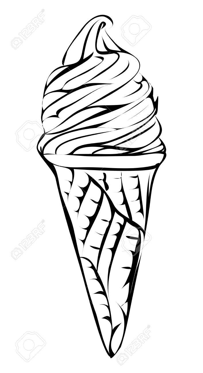 707x1300 Cartoon Image Of A Horn With Ice Cream Screwed Into The Funnel