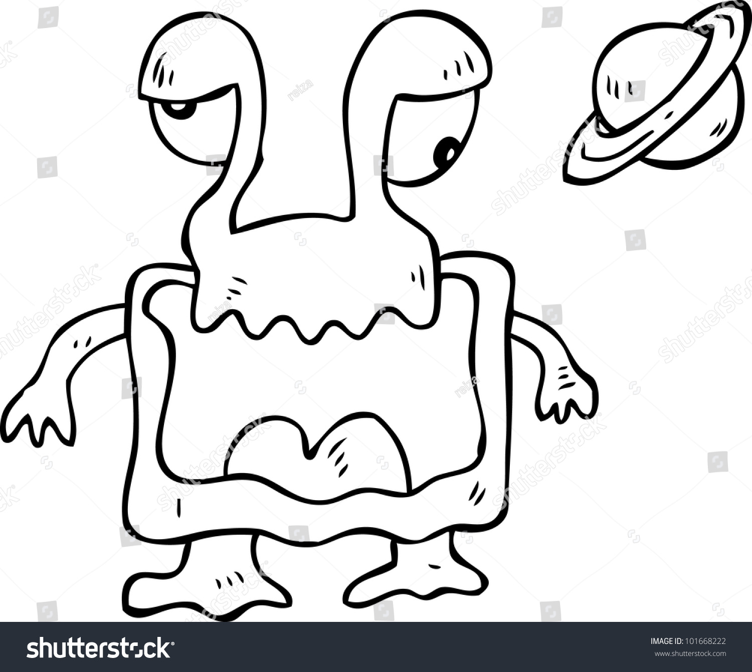 1500x1341 Drawing Of An Alien Simple Drawing Funny Alien Planet Stock Vector