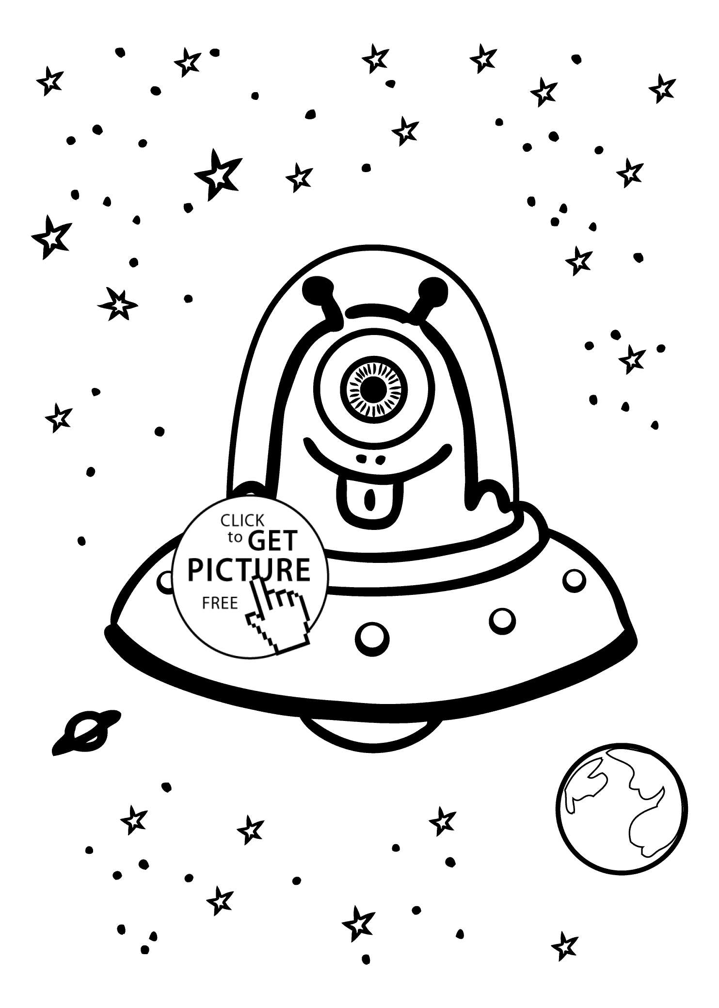1483x2079 Funny Alien In Ufo Coloring Page For Kids Coloing