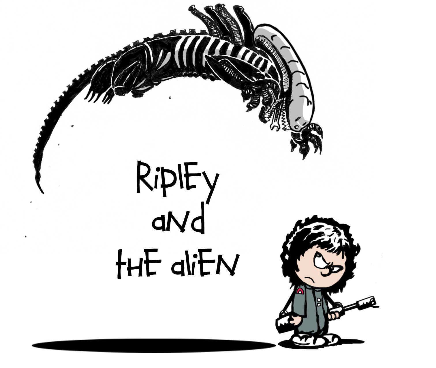 1512x1275 My Drawing Of Ripley And The Alien Done In A Calvin And Hobbes