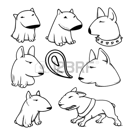 450x450 Dogs Characters Pitbull. Funny Animals Cartoon. Doodle Dog