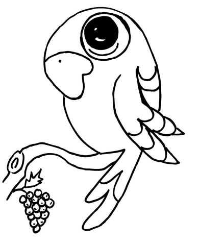 390x480 Funny Parrot On A Branch Coloring Page Free Printable Coloring Pages
