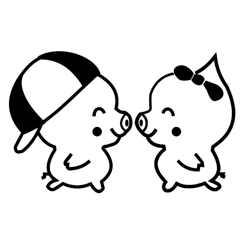 800x800 1610cm Lovely Pig Couple Vinyl Car Styling Funny Car Stickers