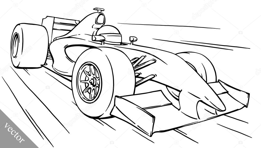 1023x579 Childs Funny Cartoon Formula Race Car Vector Illustration Art