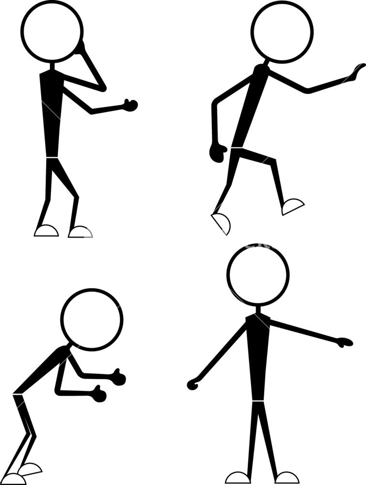 755x1000 Funny Cartoon Stick Figures Characters Poses Royalty Free Stock