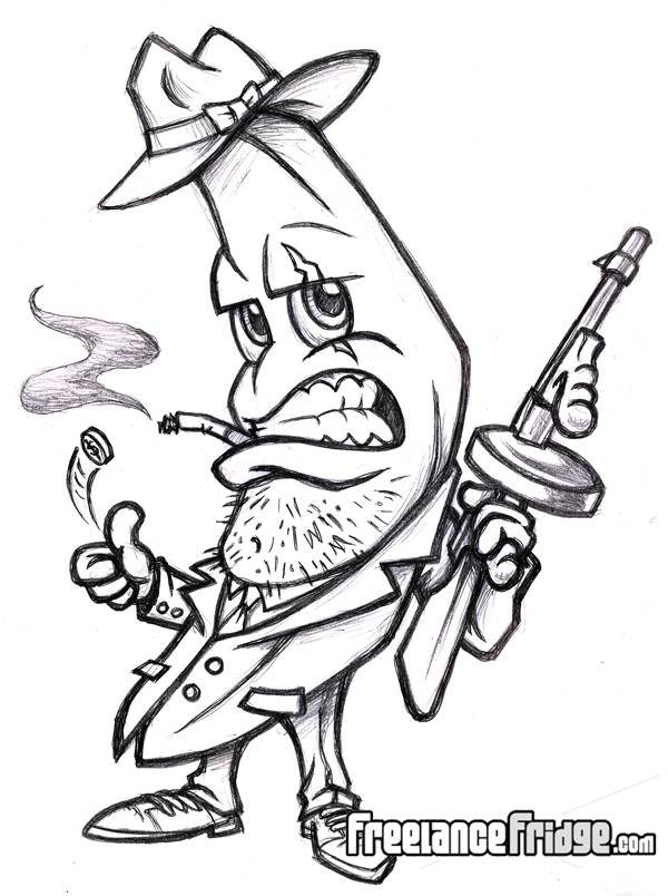 600x804 Gangster Banana Cartoon Freelance Fridge Illustration