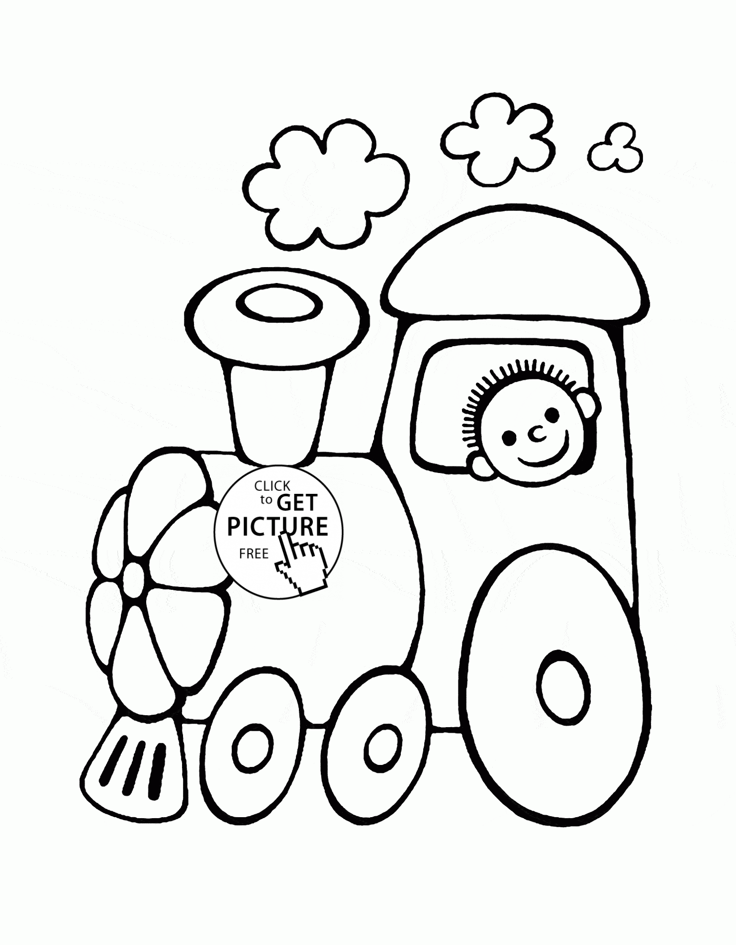 1480x1900 Funny Cartoon Train Coloring Page For Toddlers, Transportation