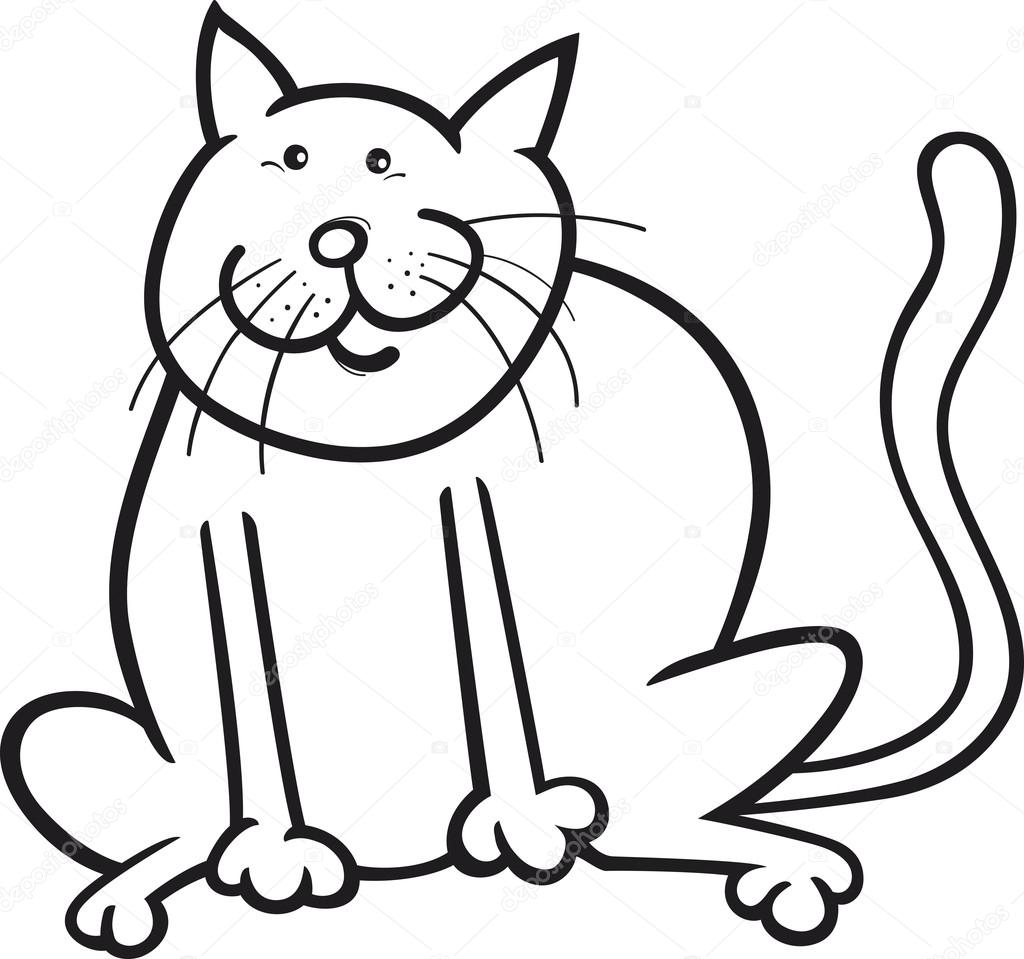 1024x959 Funny Cat Coloring Page Stock Vector Izakowski