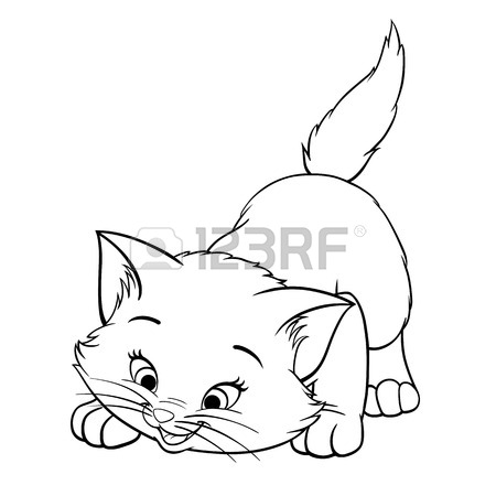 450x450 Vector Happy Cute Fun White Kitten Cartoon Smiling Character