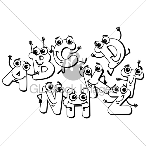 500x500 Funny Cartoon Letter Characters Coloring Book Gl Stock Images