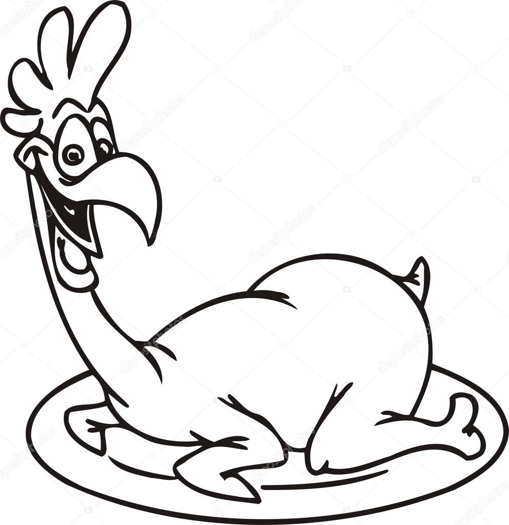 992x1023 Chicken On A Plate. Stock Vector Digital Clipart