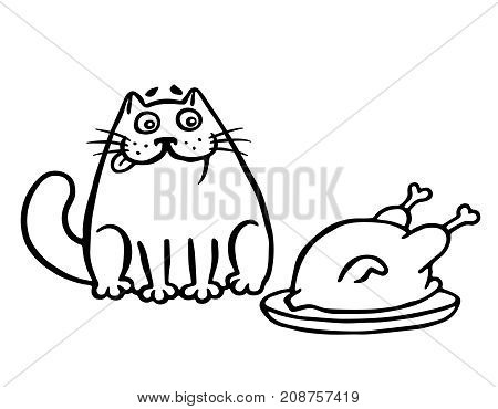 450x370 Cute Cat Fried Chicken On Table. Vector Amp Photo Bigstock