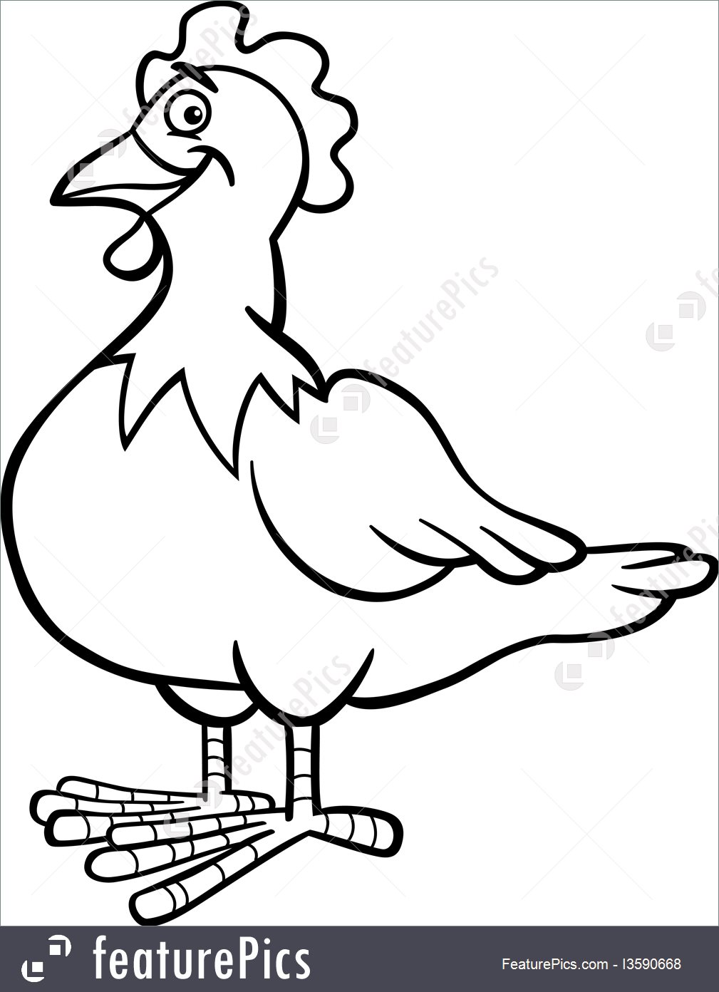 1009x1392 Farm Hen Cartoon For Coloring Book Illustration