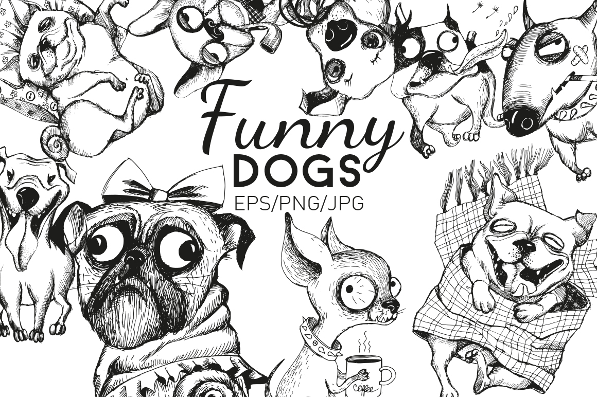 1160x772 Funny Dogs Collection By Tatiana Davido Design Bundles