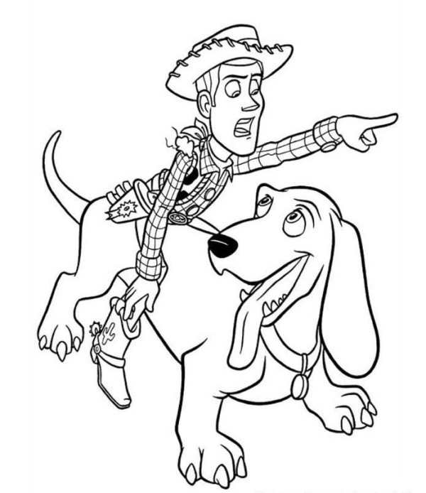600x694 Woody Riding Dog Toy Story 2 Coloring Page To Funny Draw Photo