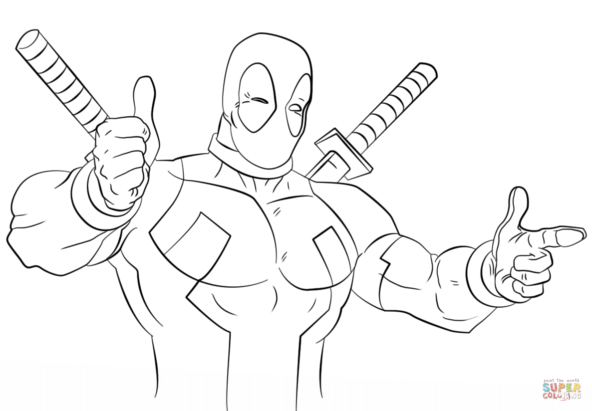 1186x824 Deadpool Coloring Pages For Kids Printable In Funny Draw Pict