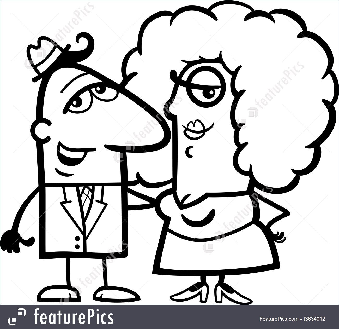 1300x1259 People Black And White Funny Couple Cartoon